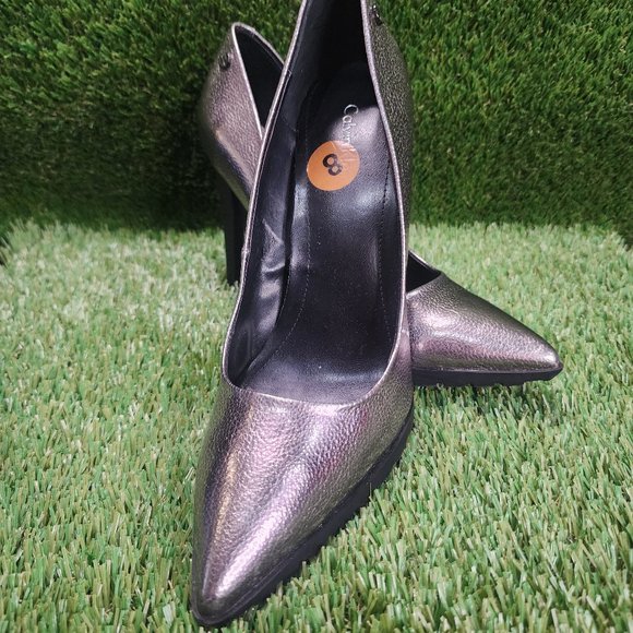 CALVIN KLEIN - Silver Pewter Stiletto Heel Pumps - BRAND NEW - Picture 1 of 4